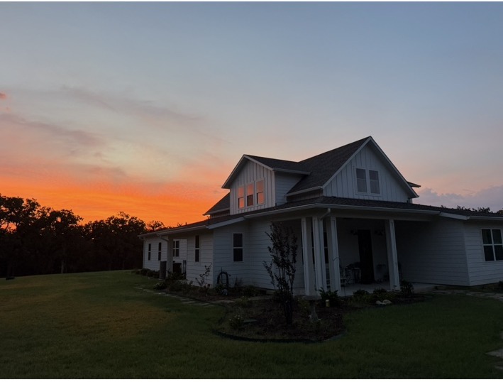 Sunrise and sunset at the farmhouse